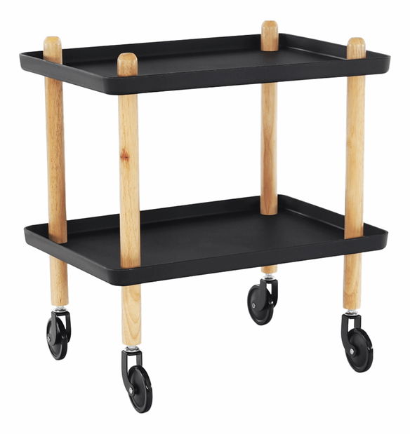 Servírovací vozík Ponteo (čierna + prírodná)