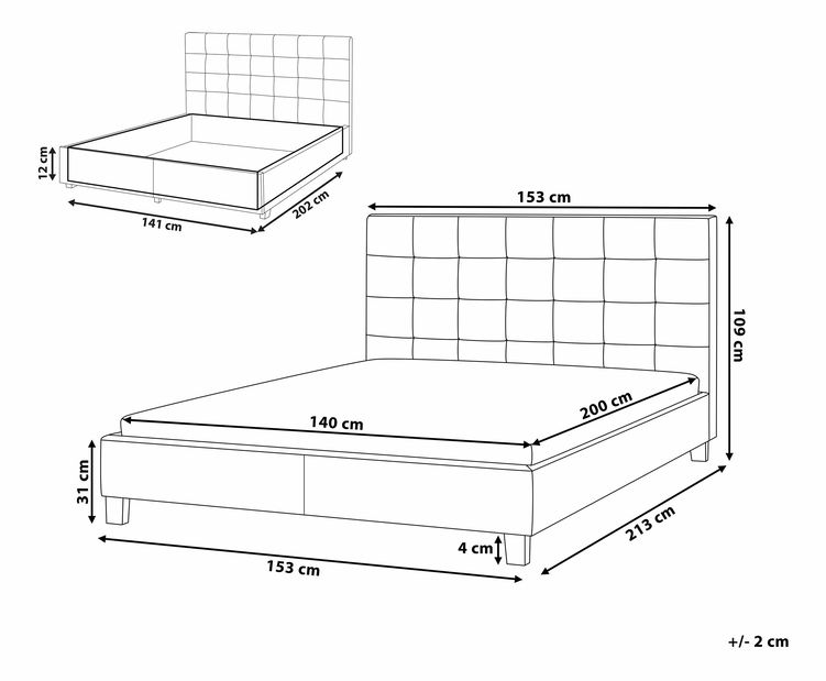 Pat matrimonial 140 cm ROLLA (cu spațiu de depozitare) (cu somieră) (gri închis) *vânzare stoc