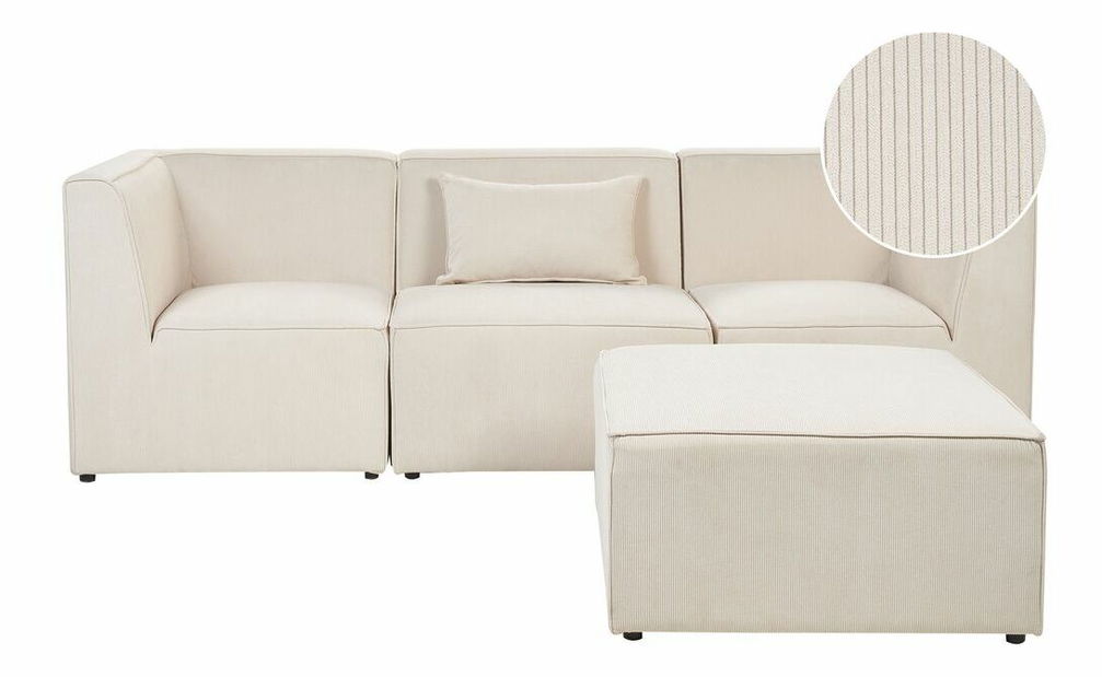 Háromszemélyes kanapé zsámollyal Lemia (bézs)