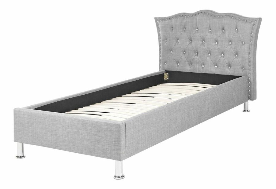 Jednolôžková posteľ 90 cm MATH (s roštom) (sivá)