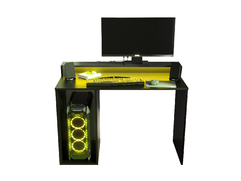 Sarok Gamer PC asztal Garrick 2 (fekete) (LED RGB világítással)