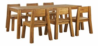 Set mobilier de grădină LIVIGNO (lemn deschis) (cu scaune) (pentru 6 persoane)