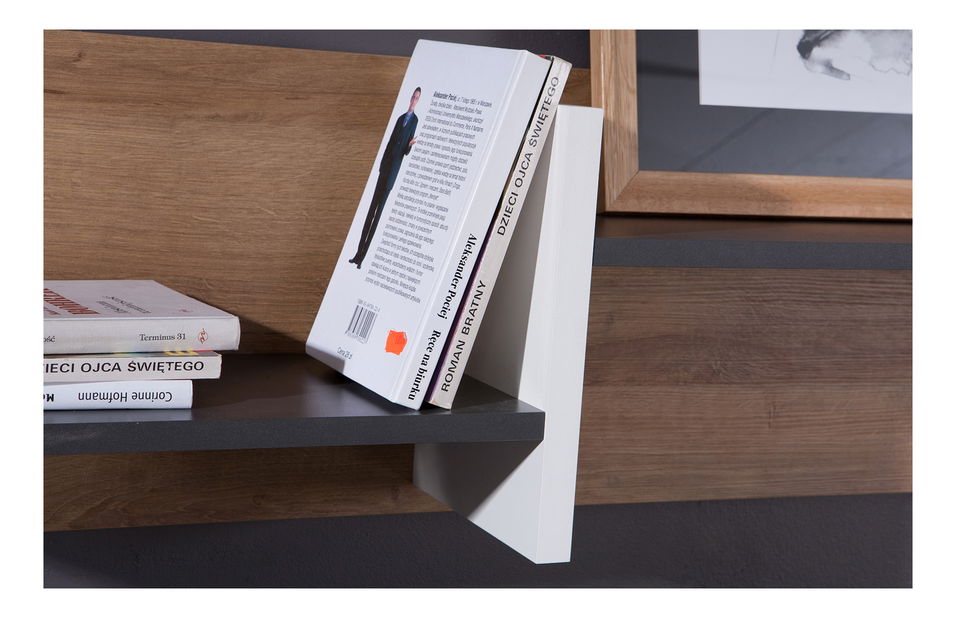 Poliță Mimone POL (stejar auriu + alb mat + grafit) *resigilat