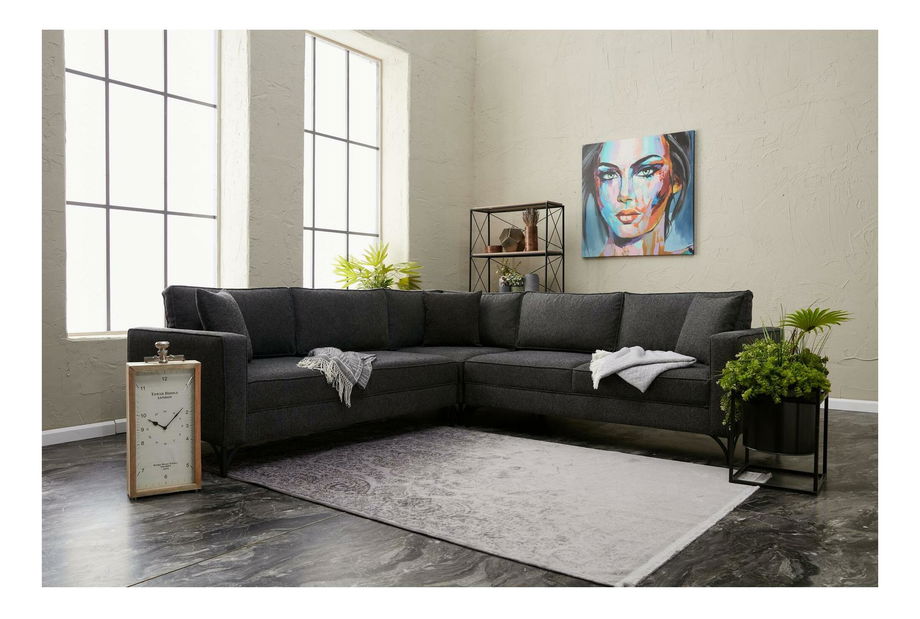 Sarokkanapé Berlunetta (antracit + fekete)