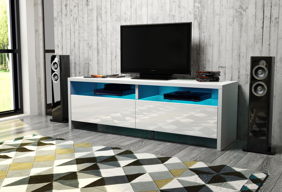 TV stolík/skrinka Caracas (biela + lesk biely) *výpredaj