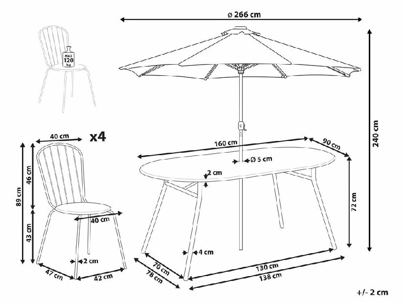 Set mobilier de grădină Calvin (albastru) 