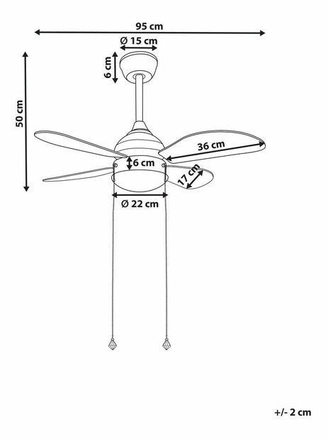 Stropni ventilator sa svjetlom Devora (crna)
