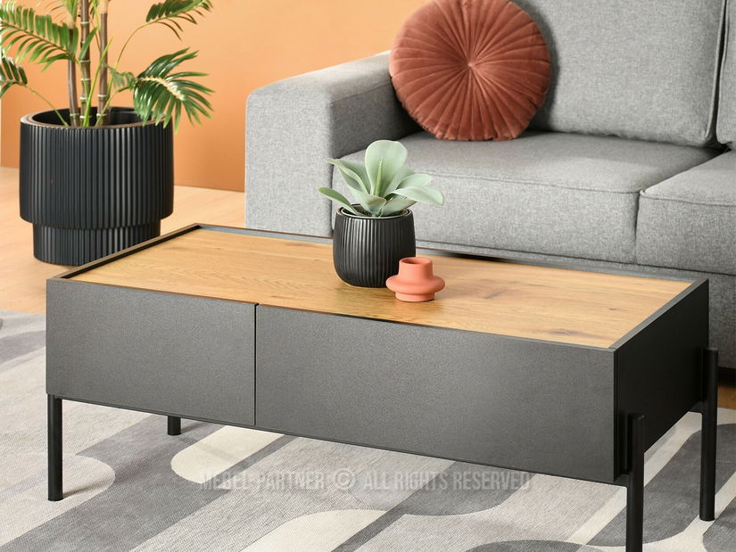 Stolić za kavu Bertina L (hrast + crna)