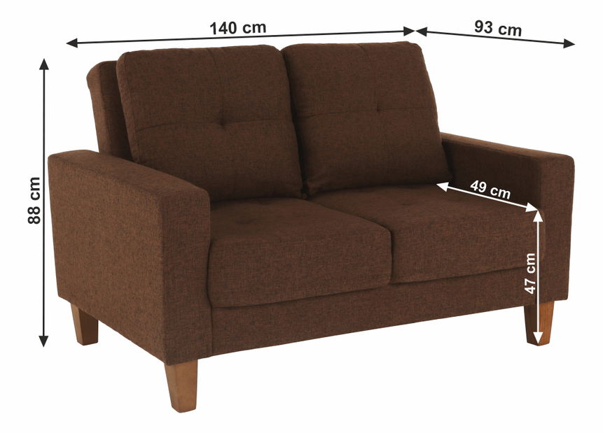 Pohovka dvojsedačka Krella (hnedá)