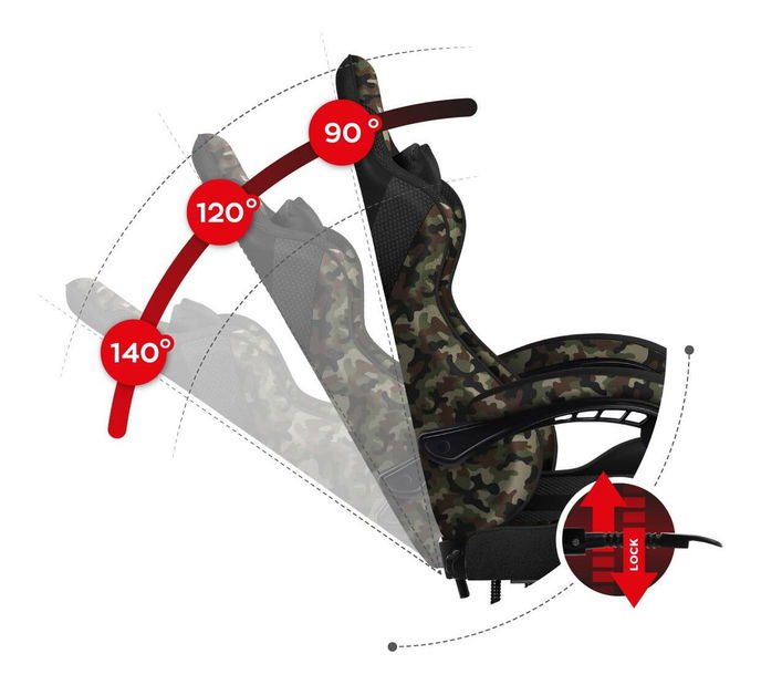 Fotoliu gaming Fusion 4.7 (negru + camuflaj)