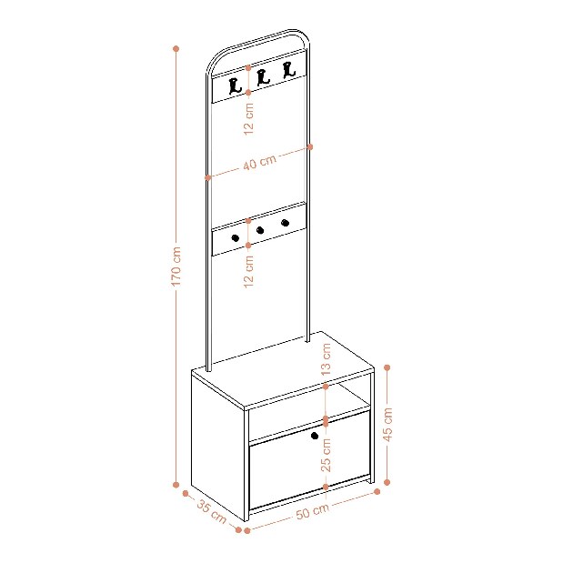 Set mobilier pentru hol Quido (Nuc + Negru)