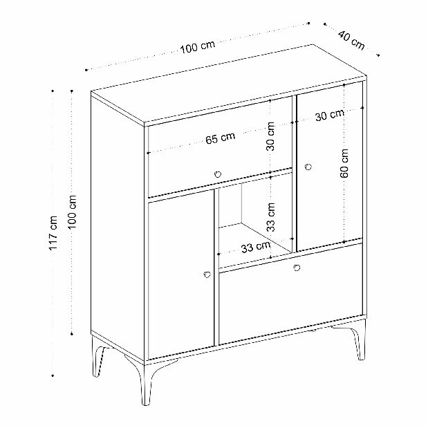 Dulap Penny (Stejar safir + Negru)