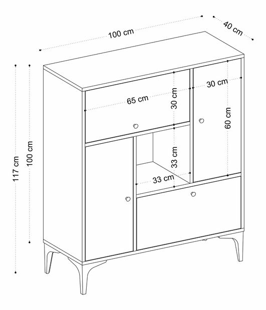 Skrinka Perla (Dub safírový + Čierna)