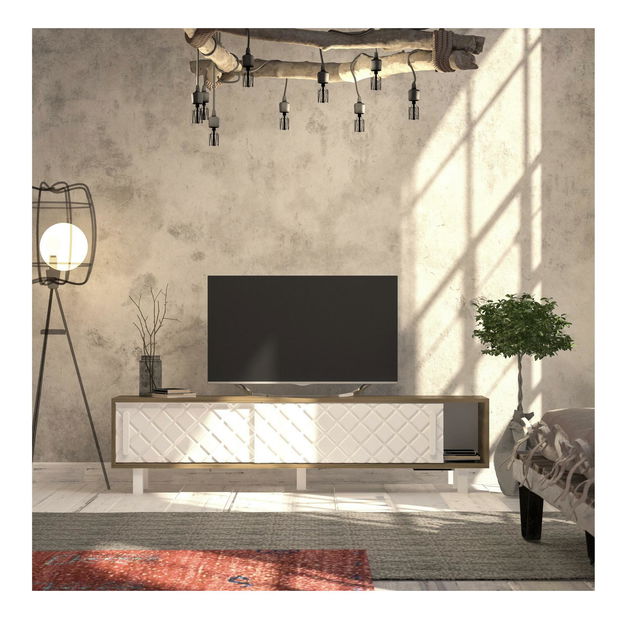 TV asztal/szekrény Robko (tölgy + fehér)