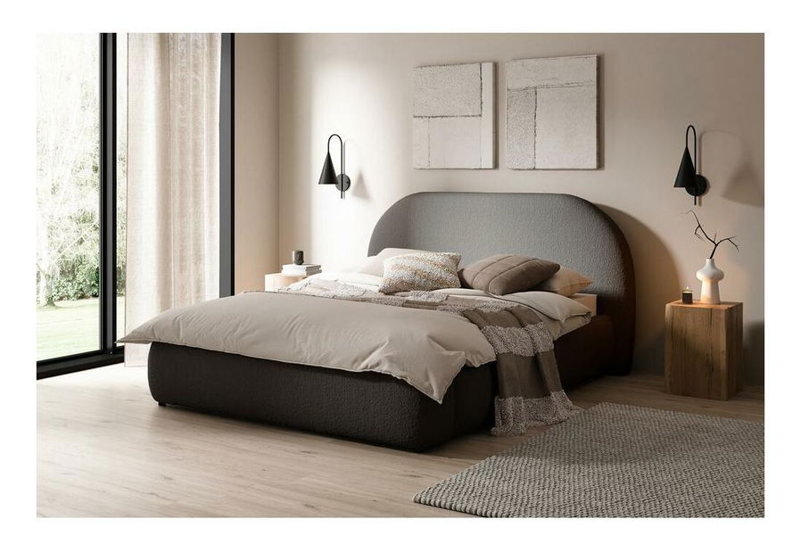 Manželská posteľ 180 cm Olivo P (s roštom) (s úl. priestorom) (tmavosivá + čierna)