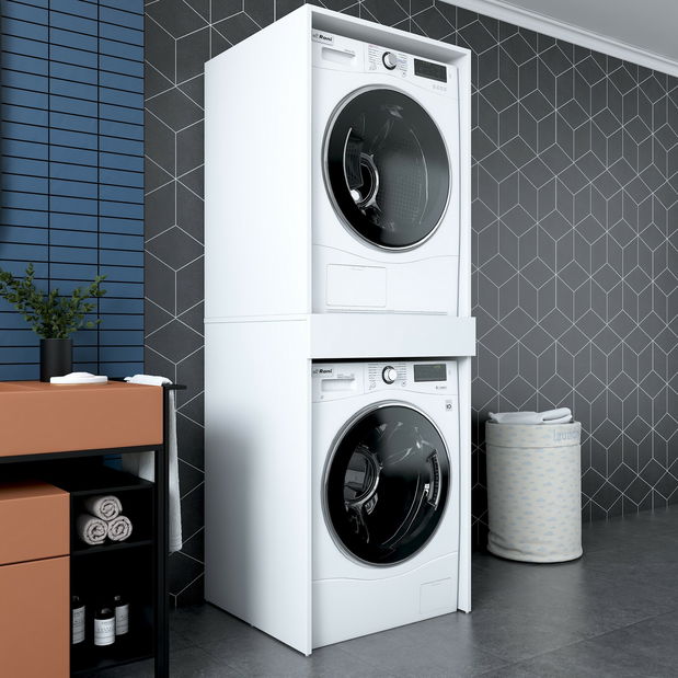 Szekrény a mosógép felé Kentorio (fehér) 