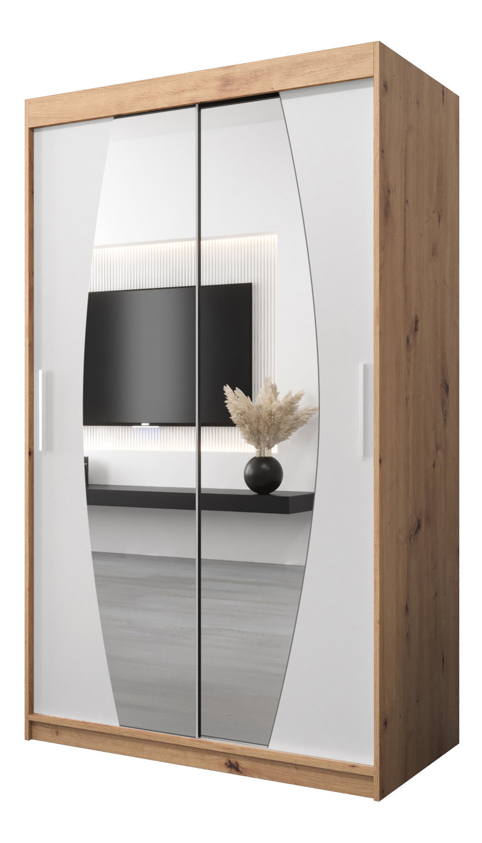 Šatníková skriňa 120 cm Eclipse (dub artisan + biela matná)