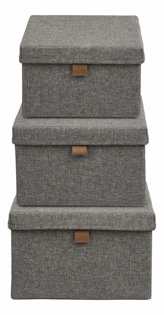 Set 3 ks úložných boxov Nvaravia 5 (tmavosivá)