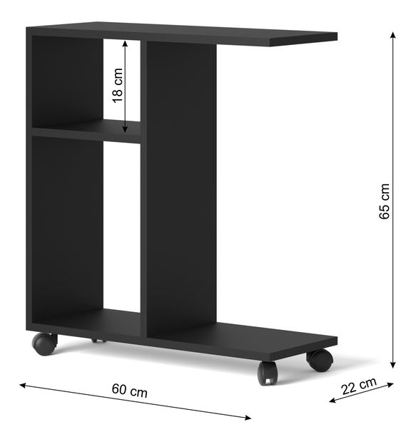Gurulós asztalka Tros (fekete)