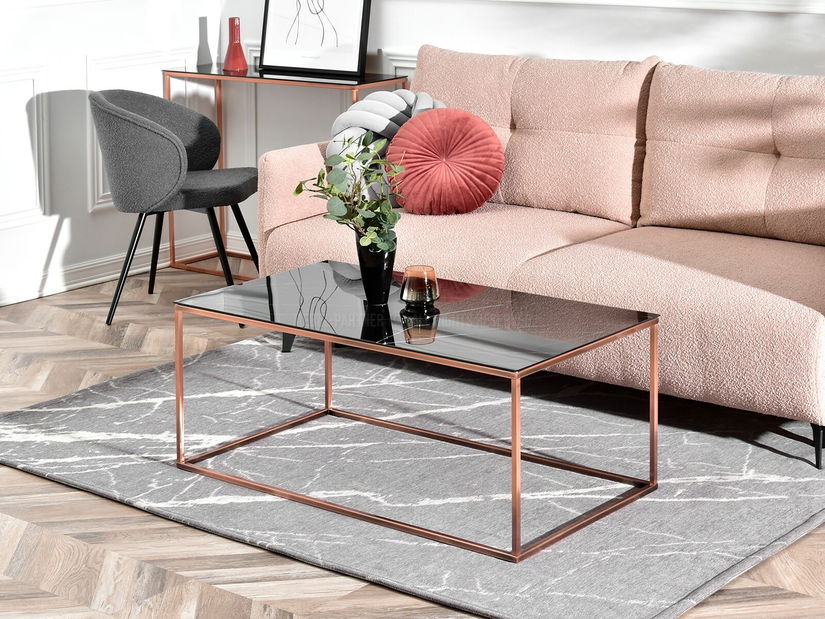 Măsuță de cafea Bella Xl (marmură neagră + cupru)