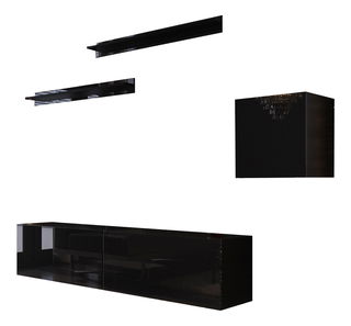Obývacia stena Dophia (čierna + čierny lesk)