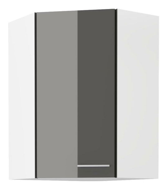 Horná rohová kuchynská skrinka Lavera 60x60 GN-90 1F (45°) (korpus: biela + front: lesk sivý)