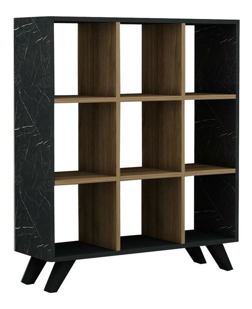 Regál Liveli (mramor čierny + orech) 