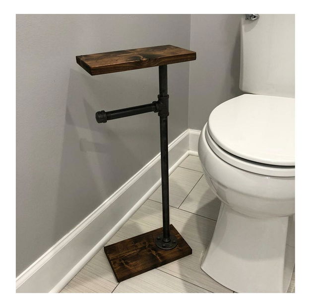 WC -papír tartó telefon tárolóval Nenanu 9 (dió + fekete)