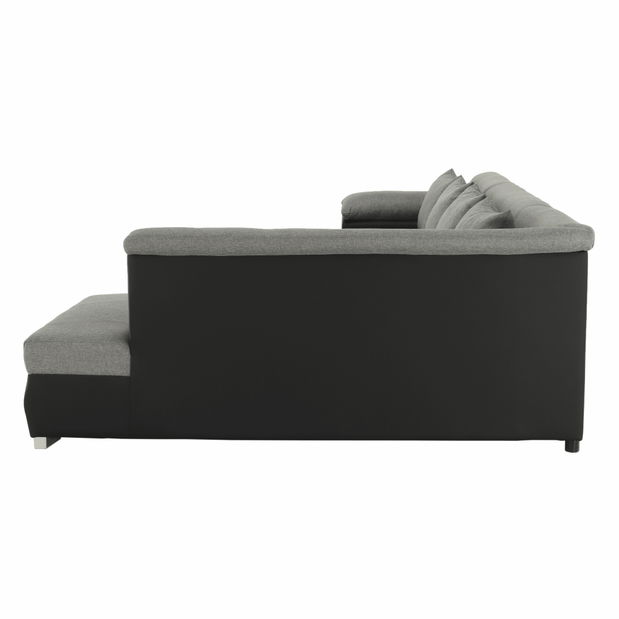 Rohová sedačka U Lenona (čierna + svetlosivá) (P)