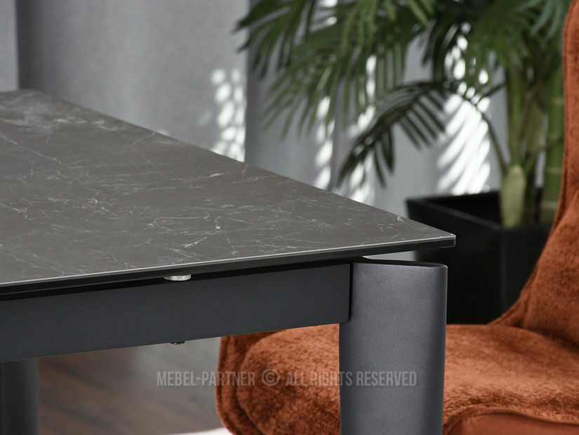 Masă de sufragerie Tornado (marmură neagră + negru)