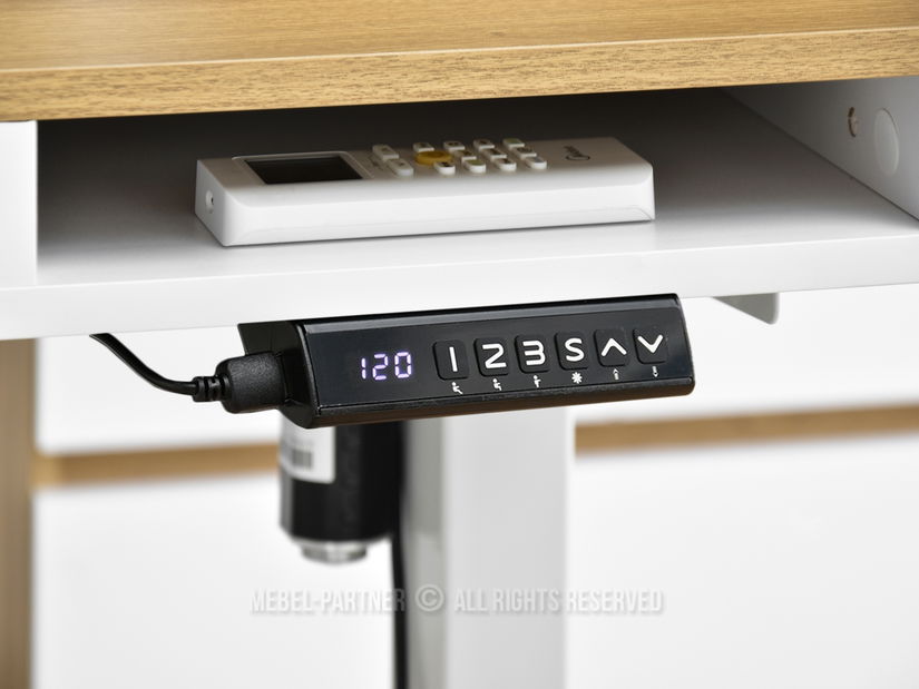 PC asztal Osto 120 (fehér tölgy + fekete)