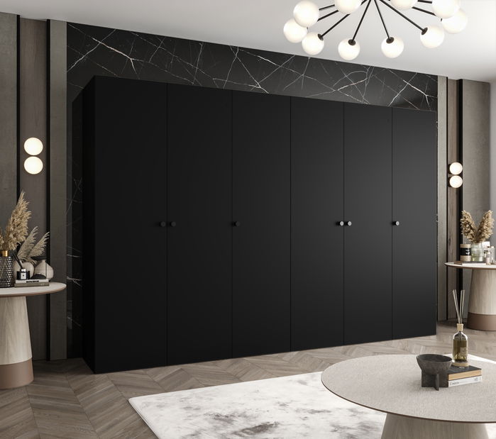 Dulap de haine 300 cm Parna 1 (Negru + Negru)