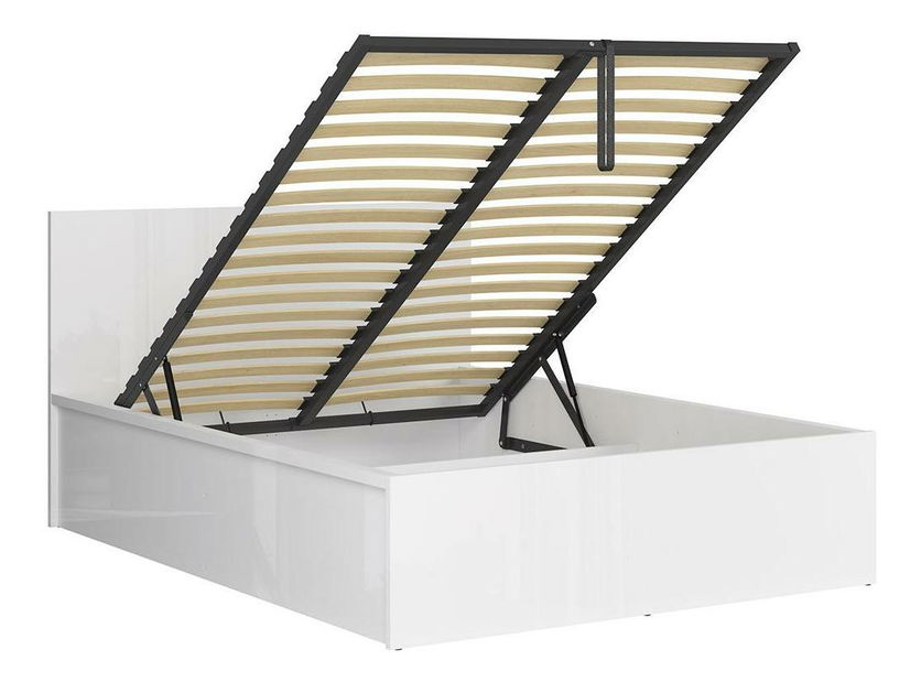Manželská posteľ 140 cm BRW Tetrix 8 (lesk biely) (s roštom) (s úl. priestorom)