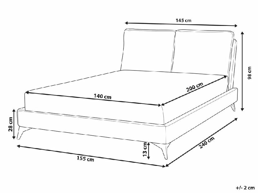 Pat matrimonial 140 cm Mellody (gri bej) (cu somieră)