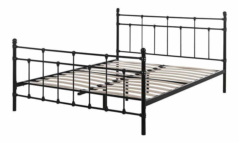 Manželská posteľ 160 cm LUXO (s roštom) (čierna)