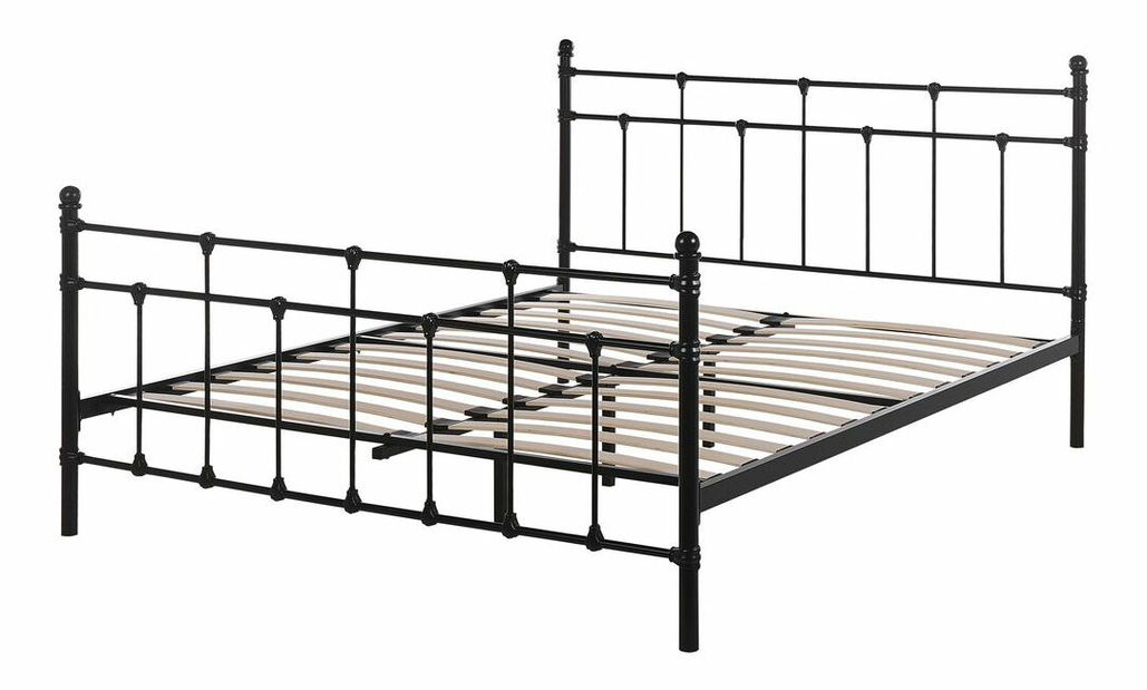 Franciaágy 160 cm LUXO (ágyráccsal) (fekete)
