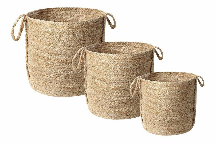 Set 3 ks úložných košov Wang (prírodná) 