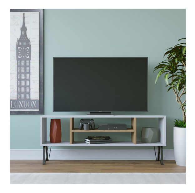 TV stolík Tesopu (biela + dub) 