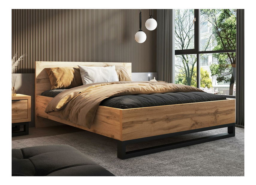 Bračni krevet Helles 160 (hrast wotan + crna)