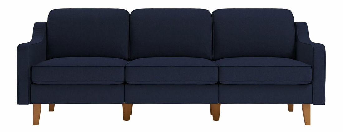 Pohovka trojsedačka Robia E (tmavomodrá + orech)