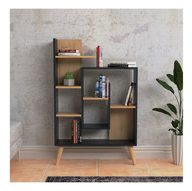 Regál Lavuto 2 (antracit + dub) 