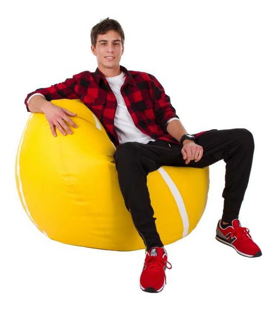 Fotoliu puf Tenis XXXL (Galben + Alb)