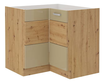 Kutni donji kuhinjski ormarić Arryn 90 x 90 DN 2F BB (Hrast artisan + Sjaj cappucino)