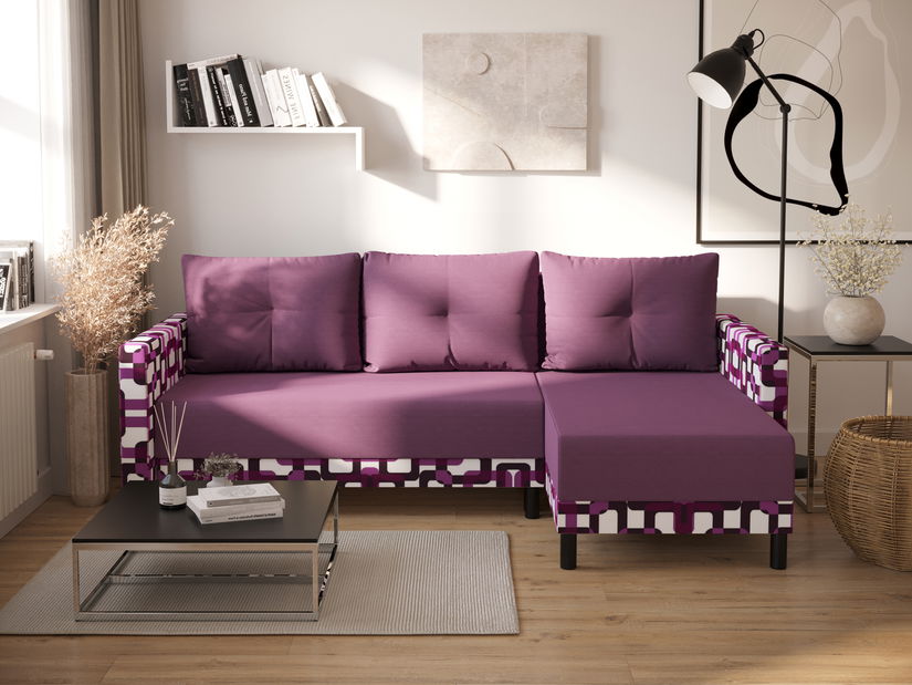 Sarok ülőgarnitúra Glimmer L (púder rózsaszín + fehér) (J)