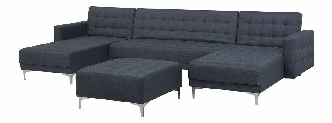 Colțar în formă de U ABERLADY (textil) (gri închis) (cu taburete)