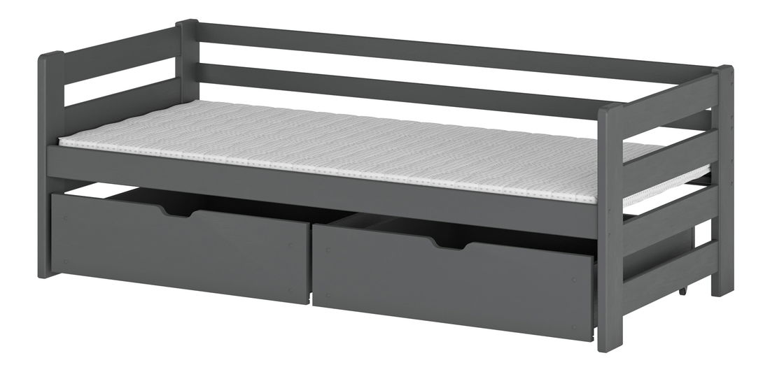 Dječji krevet 90 x 190 cm Erin (s podnicom i prostorom za odlaganje) (grafit)