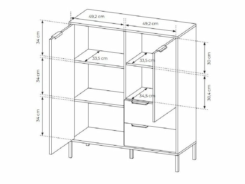 Komoda Rastafa 2D2S (dub artisan + čierna)