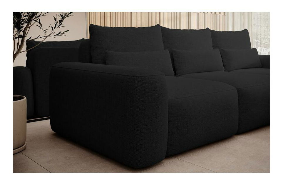 Rohová sedacia súprava Carlito (P) (čierna + čierna)