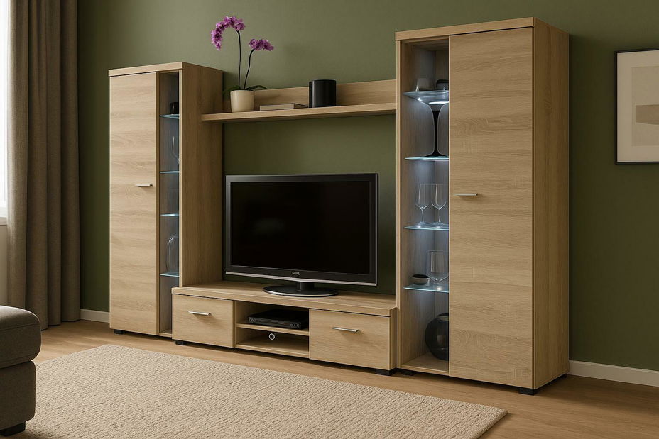 Mobilier living Rudby XL (Stejar sonoma) (fără iluminat)