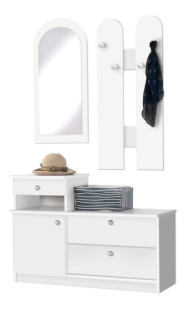 Set mobilier hol Ganton 1 (alb) (cu oglindă)